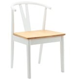 VidaXL Eetkamerstoel 2 pcs Wit en Natuurlijk Massief Rubberhout