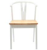 VidaXL Eetkamerstoel 2 pcs Wit en Natuurlijk Massief Rubberhout