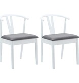 VidaXL Eetkamerstoel 2 pcs Wit en Grijs Massief Rubberhout