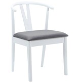 VidaXL Eetkamerstoel 2 pcs Wit en Grijs Massief Rubberhout