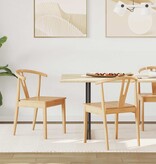 VidaXL Eetkamerstoel 2 pcs Naturel Massief Rubberhout