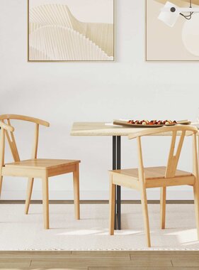 VidaXL Eetkamerstoel 2 pcs Naturel Massief Rubberhout