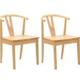 VidaXL Eetkamerstoel 2 pcs Naturel Massief Rubberhout