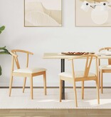 VidaXL Eetkamerstoel 2 pcs Natuurlijk en Licht Massief Rubberhout