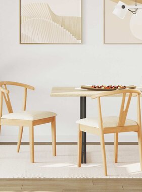 VidaXL Eetkamerstoel 2 pcs Natuurlijk en Licht Massief Rubberhout