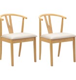 VidaXL Eetkamerstoel 2 pcs Natuurlijk en Licht Massief Rubberhout