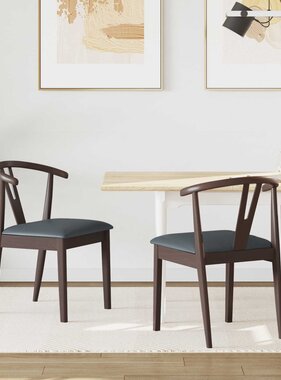 VidaXL Eetkamerstoel 2 pcs Lichtbruin en Zwart Massief Rubberhout