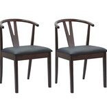 VidaXL Eetkamerstoel 2 pcs Lichtbruin en Zwart Massief Rubberhout