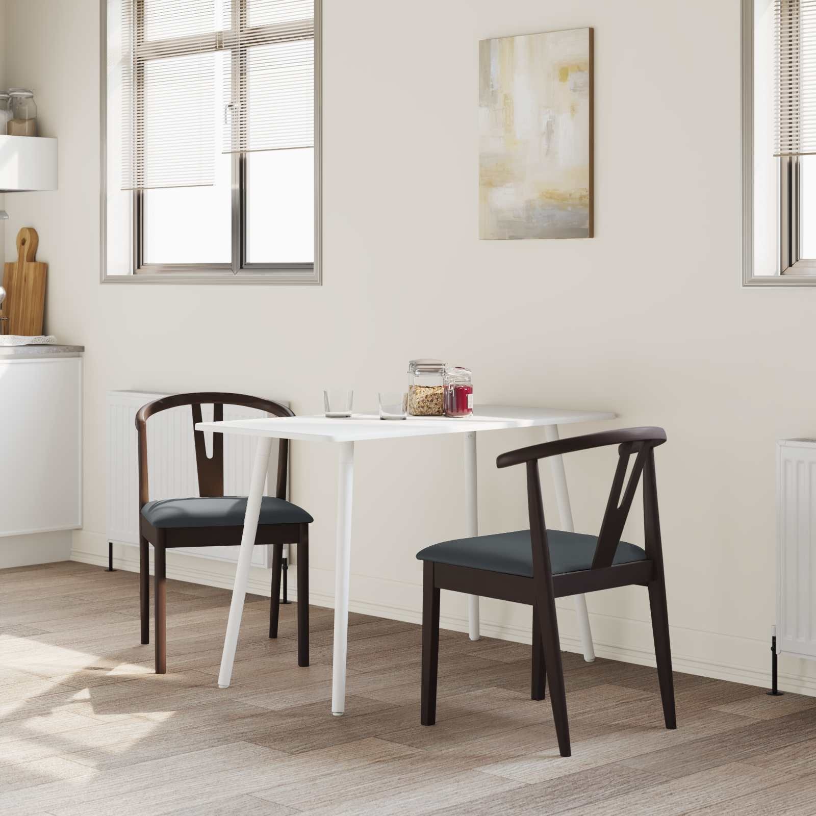 VidaXL Eetkamerstoel 2 pcs Lichtbruin en Zwart Massief Rubberhout