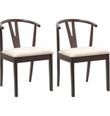 VidaXL Eetkamerstoel 2 pcs Lichtbruin en Licht Massief Rubberhout