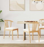 VidaXL Eetkamerstoel 2 pcs Natuurlijk en Wit Massief Rubberhout