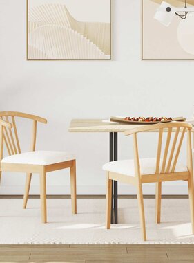 VidaXL Eetkamerstoel 2 pcs Natuurlijk en Wit Massief Rubberhout