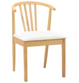 VidaXL Eetkamerstoel 2 pcs Natuurlijk en Wit Massief Rubberhout