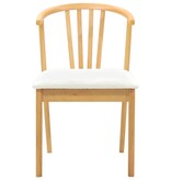 VidaXL Eetkamerstoel 2 pcs Natuurlijk en Wit Massief Rubberhout