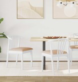 VidaXL Eetkamerstoel 2 pcs Wit en Bruin Massief Rubberhout