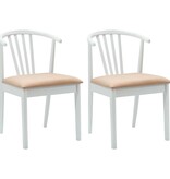 VidaXL Eetkamerstoel 2 pcs Wit en Bruin Massief Rubberhout