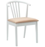 VidaXL Eetkamerstoel 2 pcs Wit en Bruin Massief Rubberhout