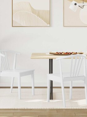 VidaXL Eetkamerstoel 2 pcs Wit Massief Rubberhout