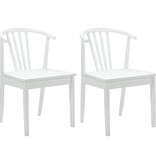 VidaXL Eetkamerstoel 2 pcs Wit Massief Rubberhout