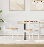 VidaXL Eetkamerstoel 2 pcs wit en naturel Massief Rubberhout