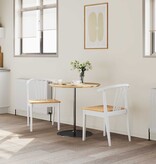 VidaXL Eetkamerstoel 2 pcs wit en naturel Massief Rubberhout