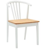VidaXL Eetkamerstoel 2 pcs wit en naturel Massief Rubberhout