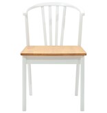VidaXL Eetkamerstoel 2 pcs wit en naturel Massief Rubberhout