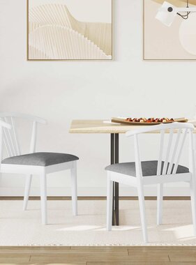 VidaXL Eetkamerstoel 2 pcs Wit en Grijs Massief Rubberhout