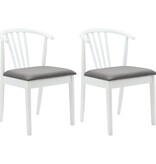 VidaXL Eetkamerstoel 2 pcs Wit en Grijs Massief Rubberhout