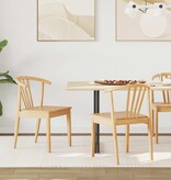 VidaXL Eetkamerstoel 2 pcs Naturel Massief Rubberhout