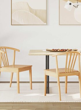 VidaXL Eetkamerstoel 2 pcs Naturel Massief Rubberhout