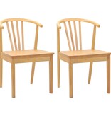 VidaXL Eetkamerstoel 2 pcs Naturel Massief Rubberhout