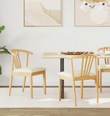 VidaXL Eetkamerstoel 2 pcs Natuurlijk en Licht Massief Rubberhout