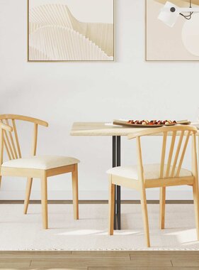 VidaXL Eetkamerstoel 2 pcs Natuurlijk en Licht Massief Rubberhout