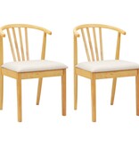 VidaXL Eetkamerstoel 2 pcs Natuurlijk en Licht Massief Rubberhout