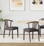 VidaXL Eetkamerstoel 2 pcs Lichtbruin en Zwart Massief Rubberhout