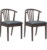 VidaXL Eetkamerstoel 2 pcs Lichtbruin en Zwart Massief Rubberhout