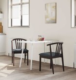 VidaXL Eetkamerstoel 2 pcs Lichtbruin en Zwart Massief Rubberhout