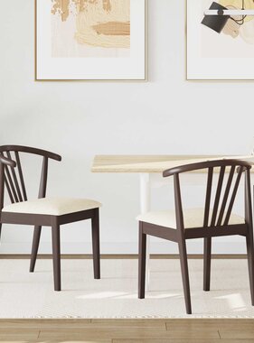 VidaXL Eetkamerstoel 2 pcs Lichtbruin en Licht Massief Rubberhout