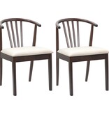 VidaXL Eetkamerstoel 2 pcs Lichtbruin en Licht Massief Rubberhout