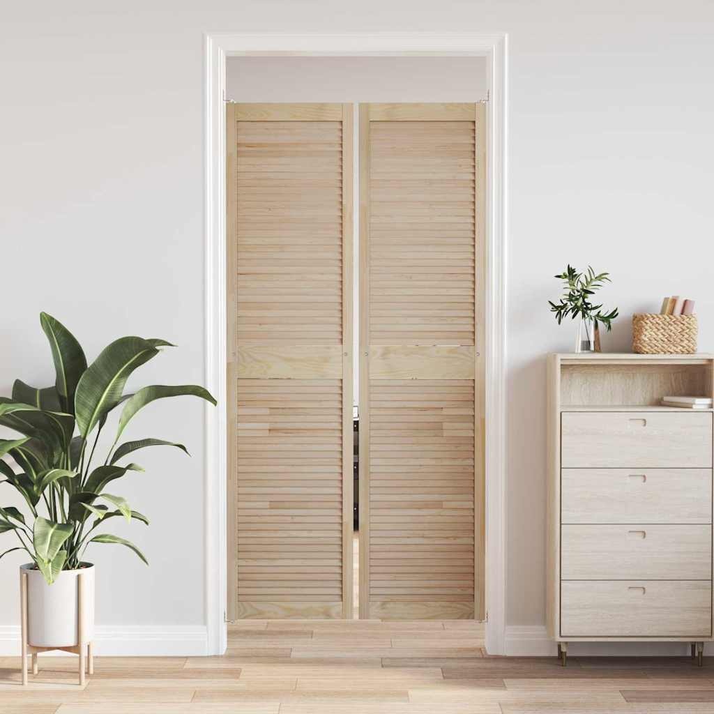 VidaXL Kastdeur 2 pcs Naturel 140.5 x 2 x 59.5 cm Massief grenenhout