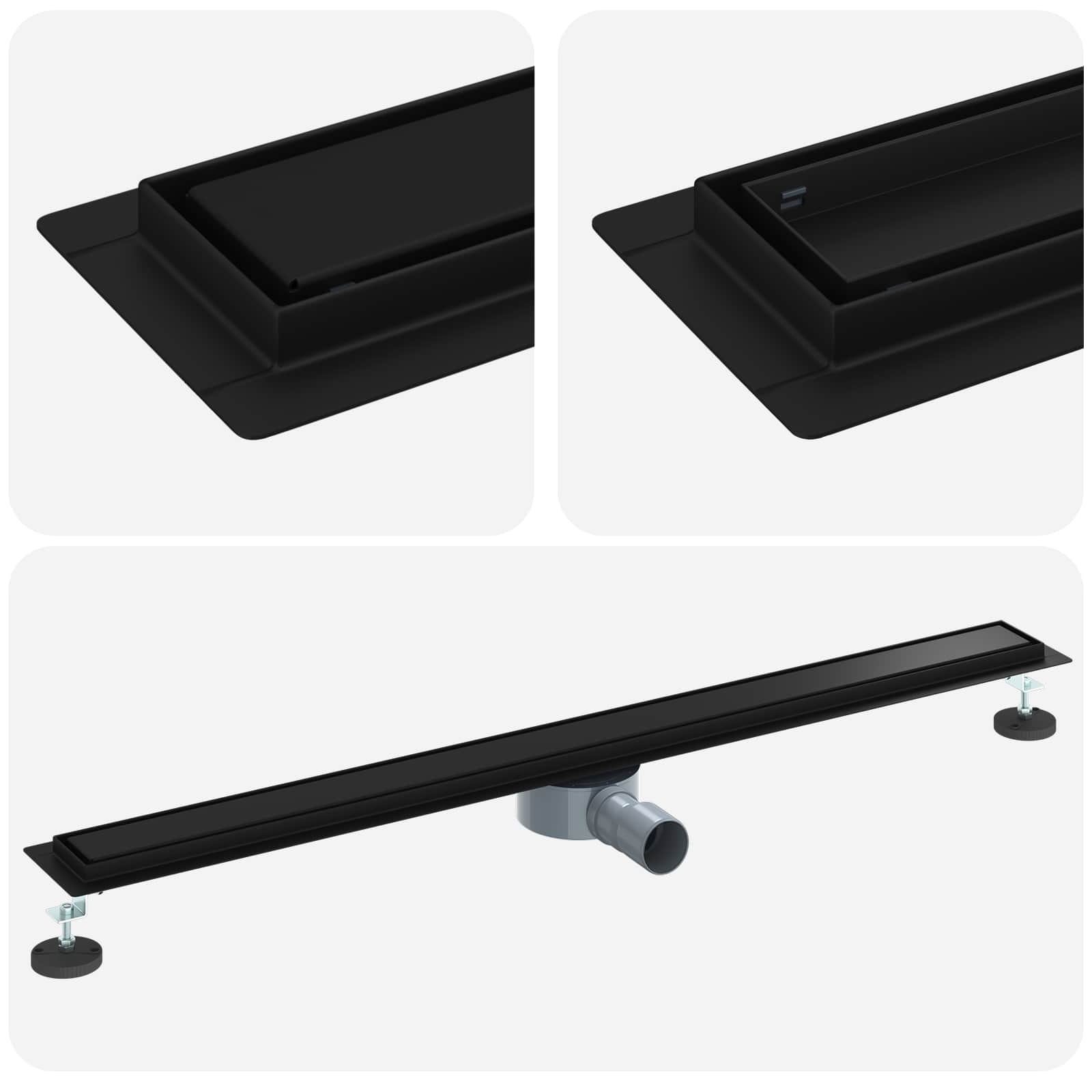 VidaXL Doucheafvoer 2-in-1 met 360° Sifon Zwart 100 cm