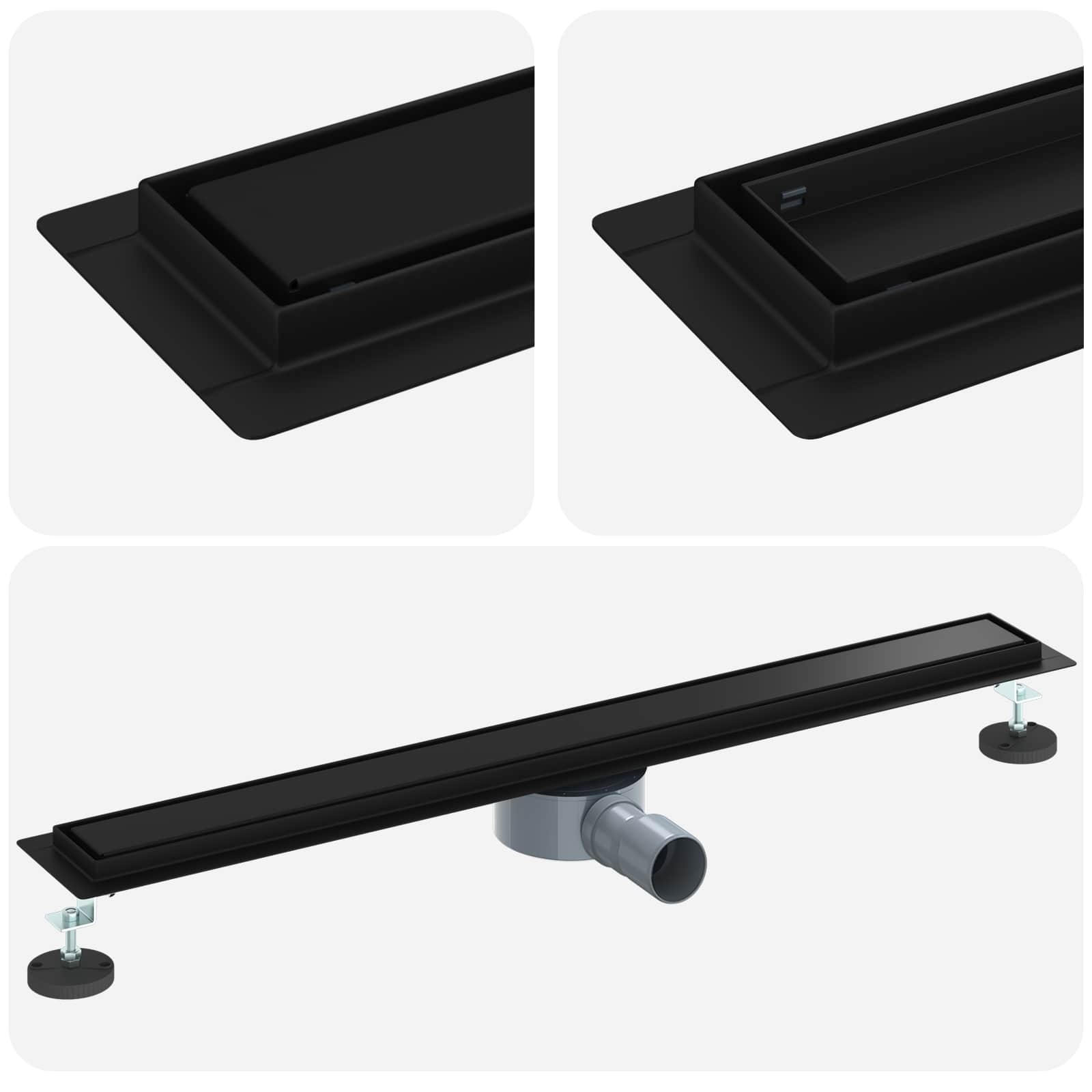 VidaXL Doucheafvoer 2-in-1 met 360° Sifon Zwart 80 cm