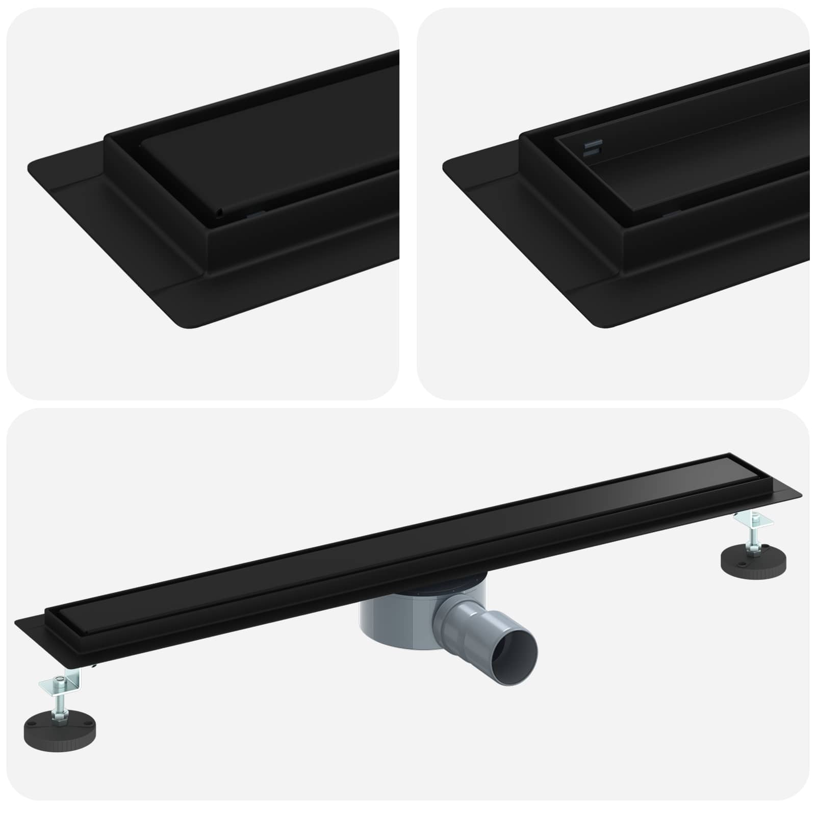 VidaXL Doucheafvoer 2-in-1 met 360° Sifon Zwart 70 cm