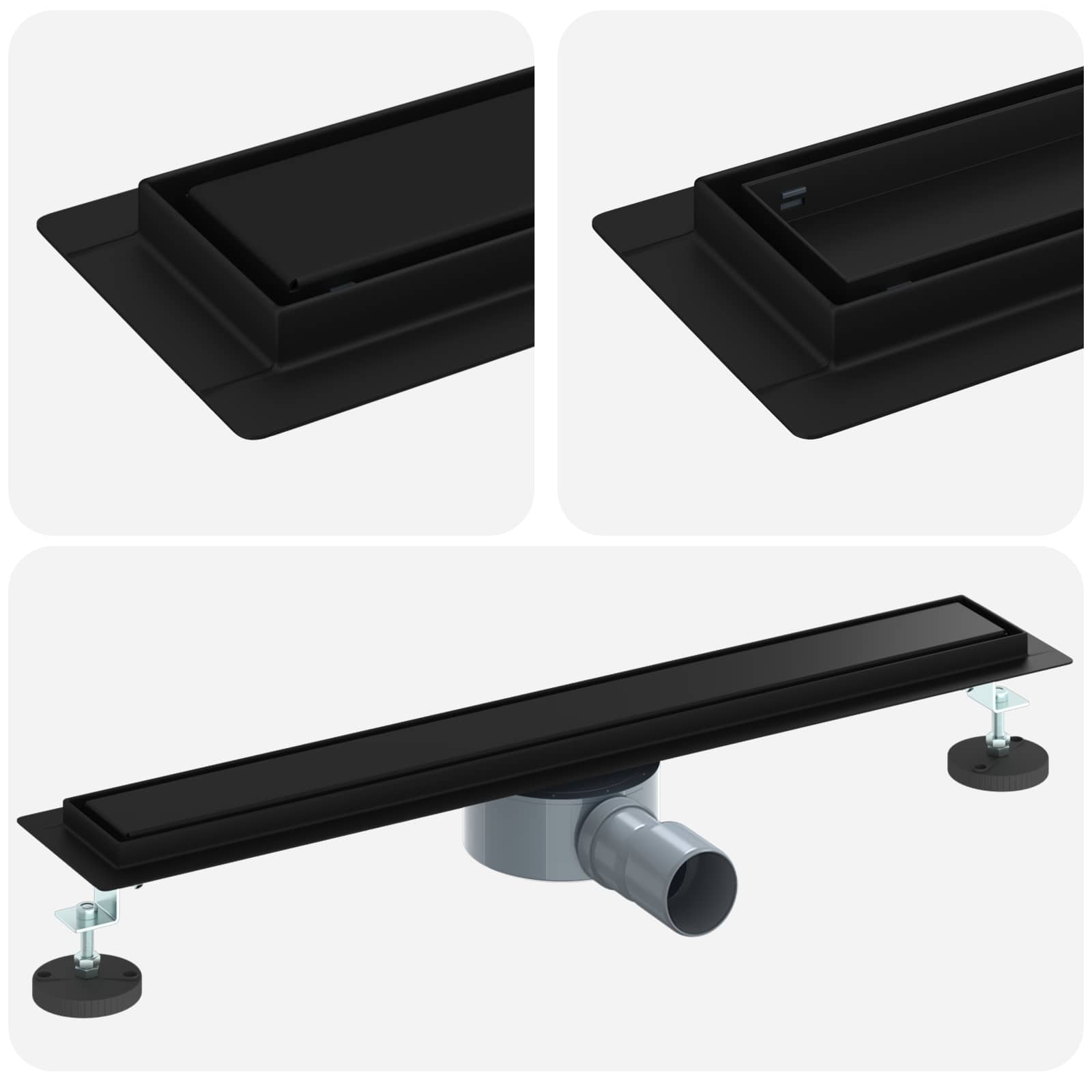 VidaXL Doucheafvoer 2-in-1 met 360° Sifon Zwart 60 cm