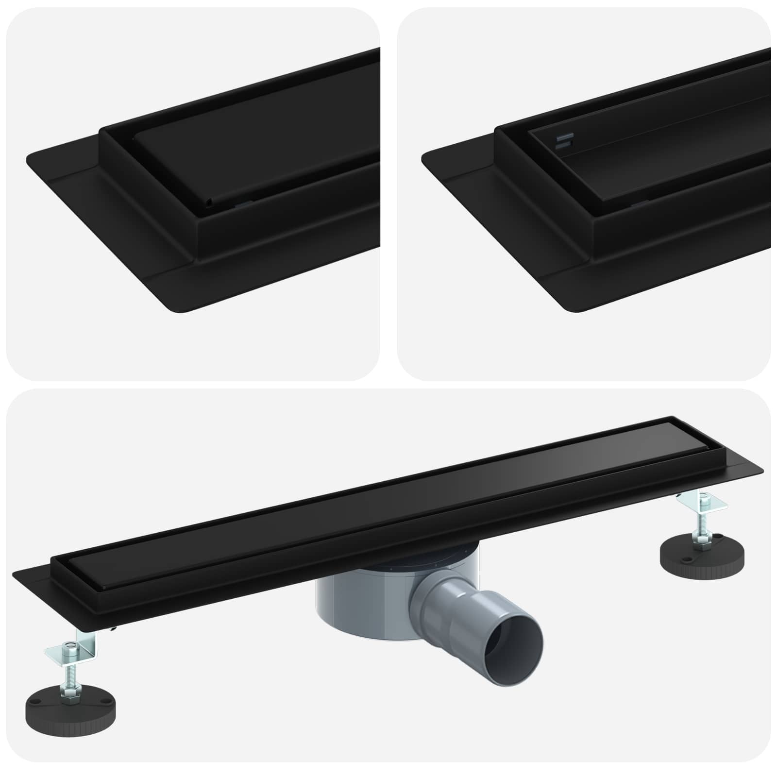 VidaXL Doucheafvoer 2-in-1 met 360° Sifon Zwart 50 cm