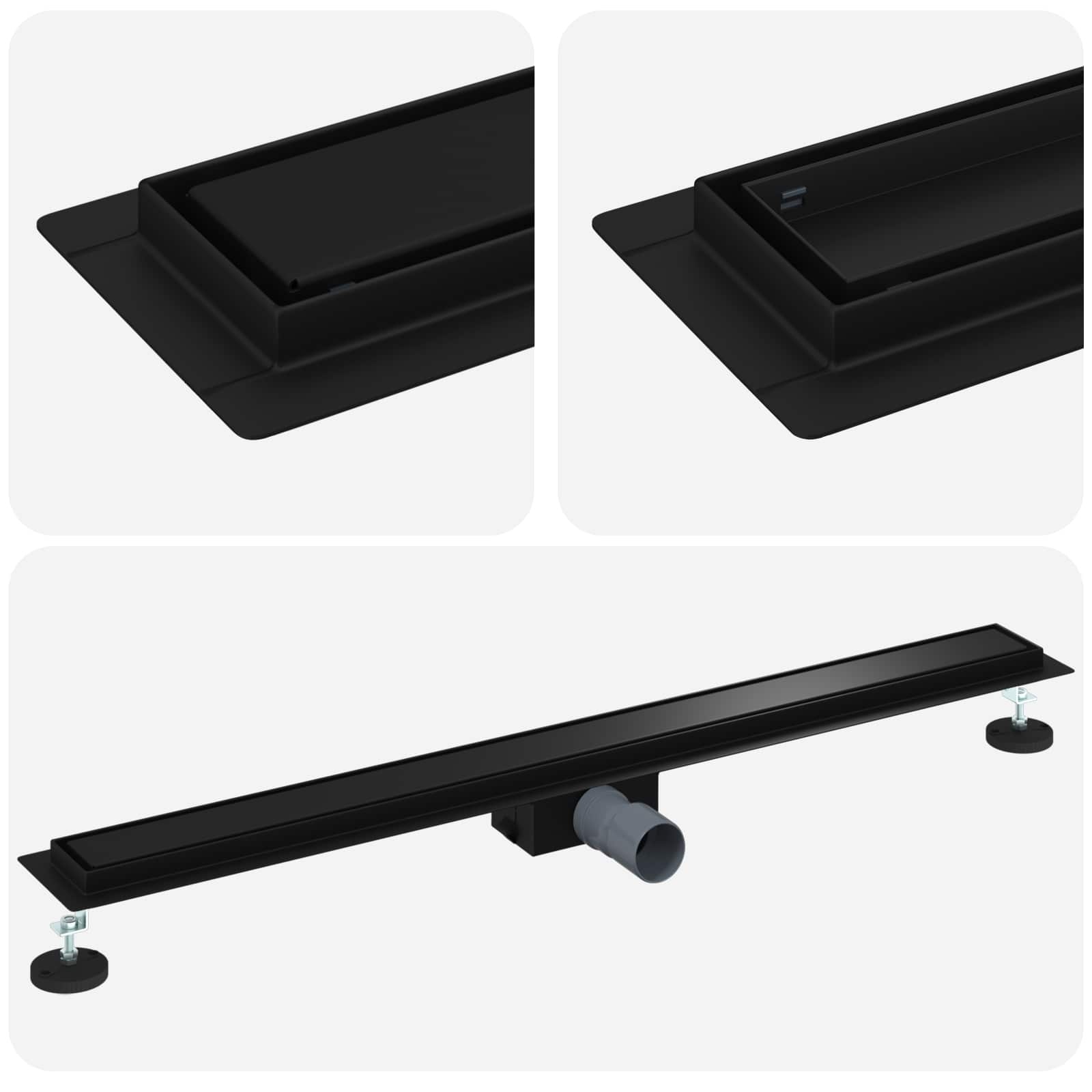 VidaXL 2 in 1 Doucheafvoer Zwart 90 cm Roestvrij staal 304