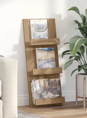 VidaXL Tijdschrift Rek Artisan Eiken 51 x 11 x 102 cm Bewerkt hout