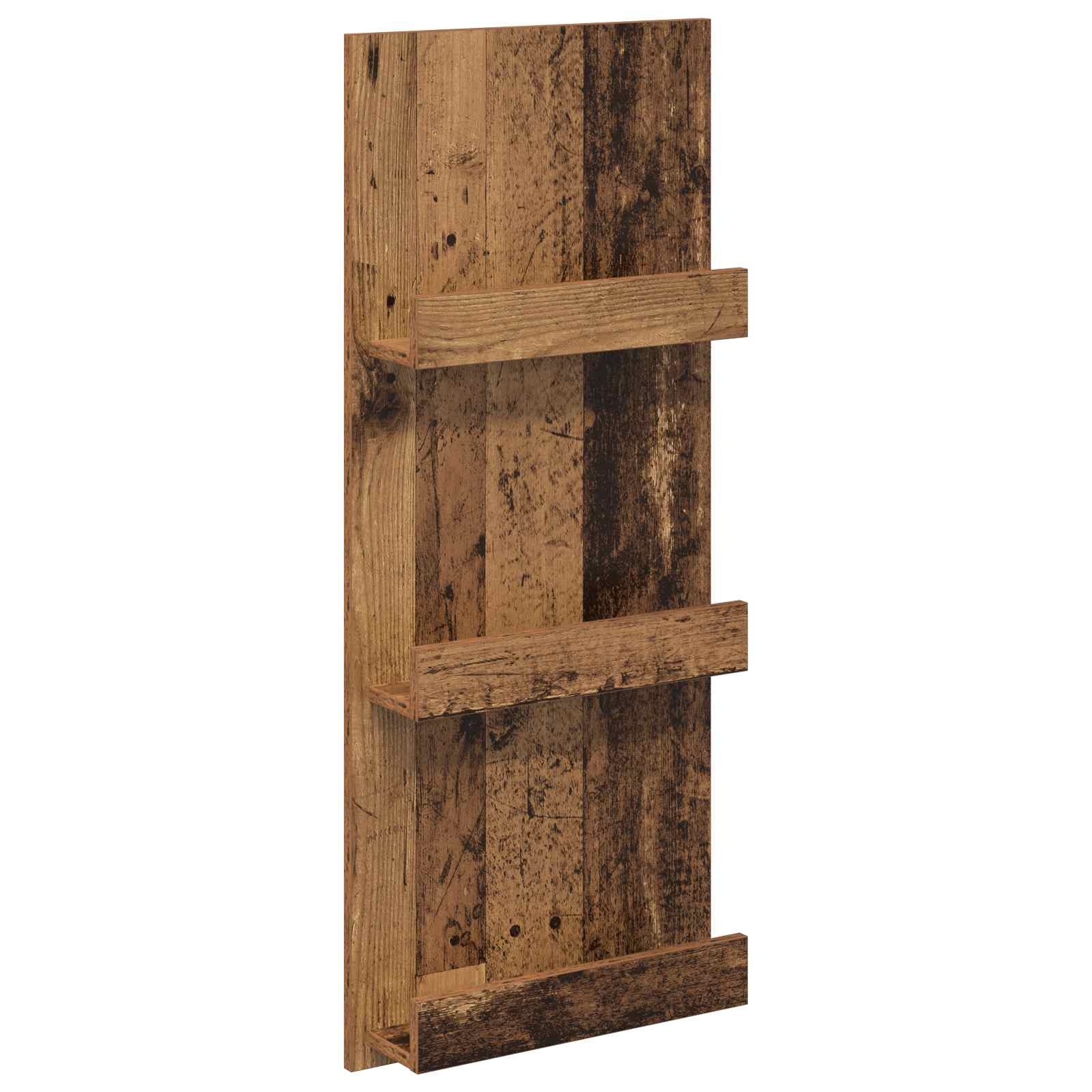 VidaXL Tijdschrift Rek met plank Oudhout 51 x 11 x 102 cm Bewerkt hout
