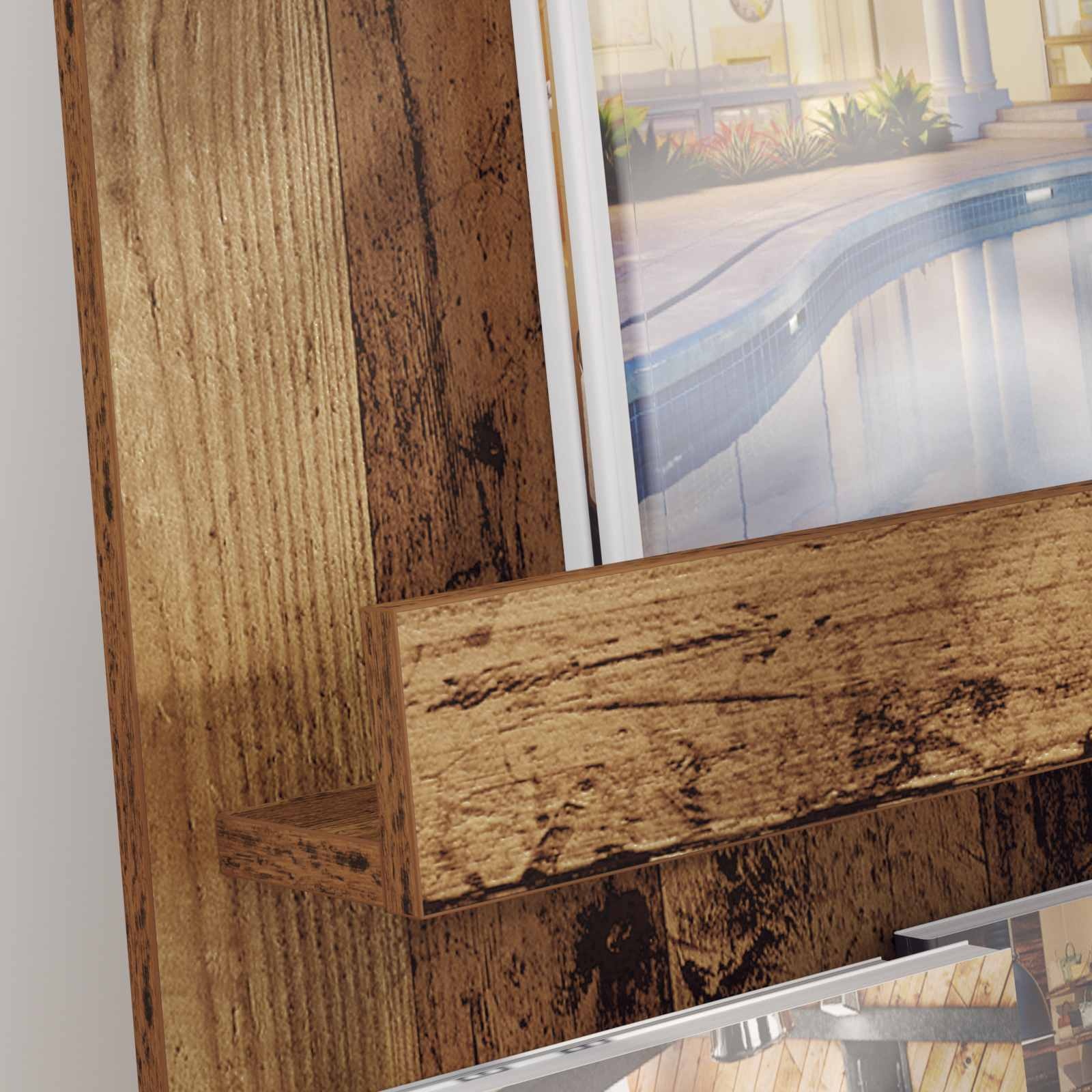 VidaXL Tijdschrift Rek met plank Oudhout 51 x 11 x 102 cm Bewerkt hout